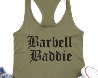 Workout Tank. Lifting Tank. Barbell Baddie. Workout. Exercise Shirt. Gym Tank. Cross Training. Bootcamp. Murph. Weight Lifting