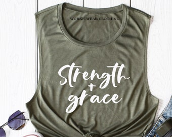 Strength and Grace© Motivation. Christian Shirt. God Goasl Grace. Faith Fitness. Workout Tank. Fitness Tank Inspiration Grace Shirt. Strong