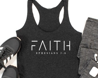 New! FAITH Workout Tank. Fitness Tank. Exercise Tank. Faith and Fitness. Love Jesus. Christian Shirt. Christian Tank.