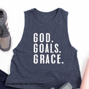 GOD GOALS GRACE Crop Tank. Fueled by Jesus. God Goals Grind - Etsy