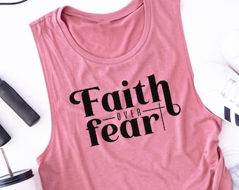 Workout Tank. Faith Over Fear. Motivation. Christian Shirt. Fueled By Jesus. Fitness Tank. Inspiration. Love Jesus