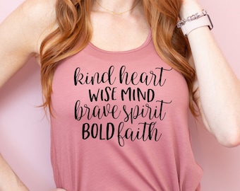 Kind Heart Flowy Tank Top. Christian Clothing. Running Shirt. Brave Spirit. Inspirational