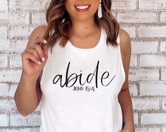 ABIDE Tank Top. Christian Shirt. Fueled By Jesus. Fitness Tank. Inspiration. Love Jesus. Gym. Workout Tank. Worship.