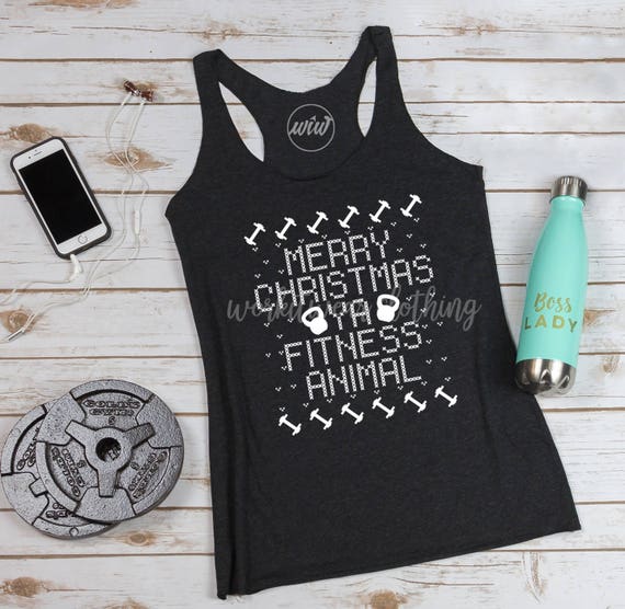 Merry Christmas Ya Fitness Animal Workout Tank Christmas Bootcamp Gym Tank Wod Fitness Tank Exercise Tank Merry Liftmas Merry Fitmas