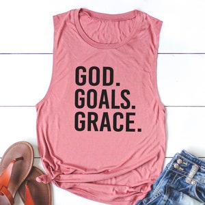 Workout Tank. GOD GOALS GRACE. Motivation. Christian Shirt. - Etsy