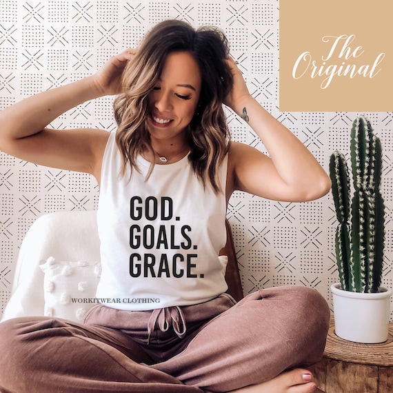 Workout Tank. GOD GOALS GRACE. Motivation. Christian Shirt. Fueled