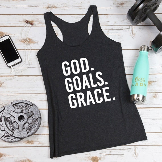 Original. Fitness Tank. Workout Tank. Faith Gym Tank. Exercise Tank. God Goals Grace