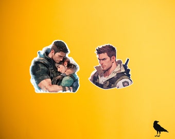 Chris Redfield, Jill Valentine, Resident Evil, Stickers, couple, love, RE2.