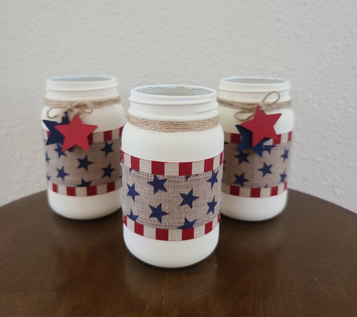 Patriotic Mason Jar Silverware Holders Etsy