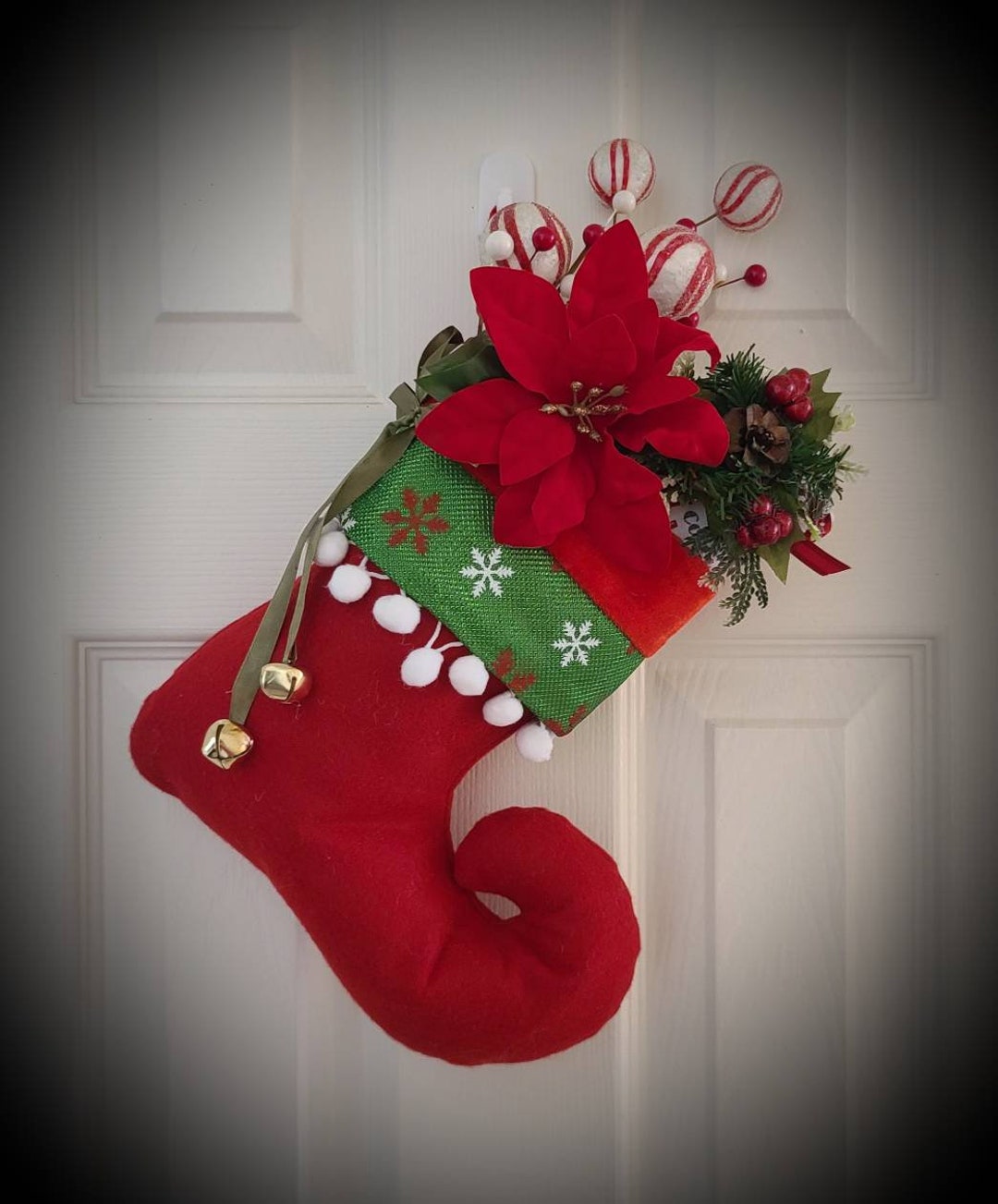 Elf Stocking Holiday Christmas Wall Decor Etsy
