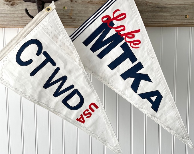 Custom Boat Pennant: Upcycled Sailcloth Nautical Flag