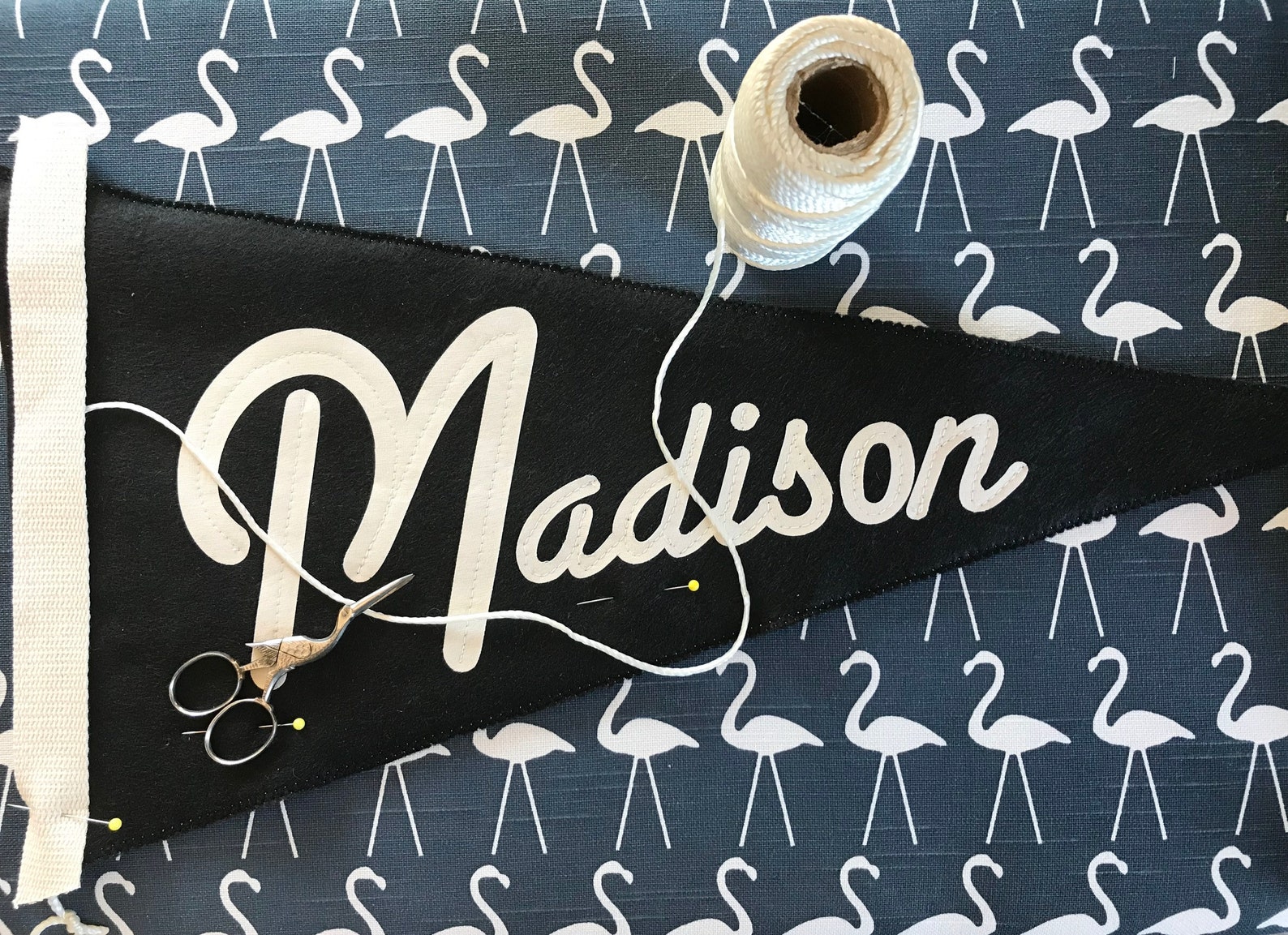 Personalized pennant Felt pennant flag Custom Name Pennant Etsy