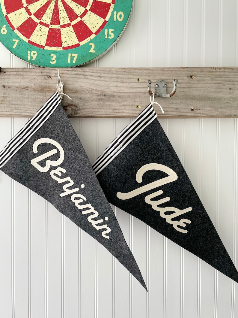 Personalized pennant Felt pennant flag Custom Name Pennant Etsy