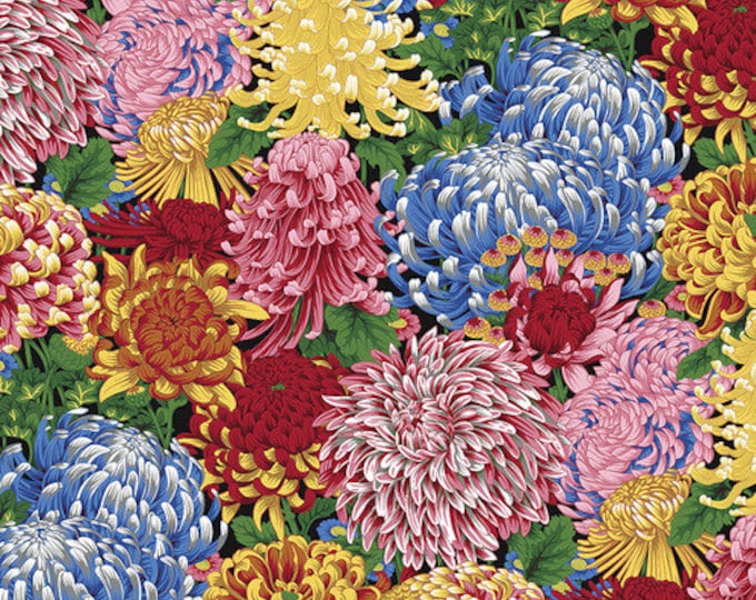 Kaffe Fassett Collective August 2021 -- Fat Quarter of Philip Jacobs Hokusai's Mums in Natural