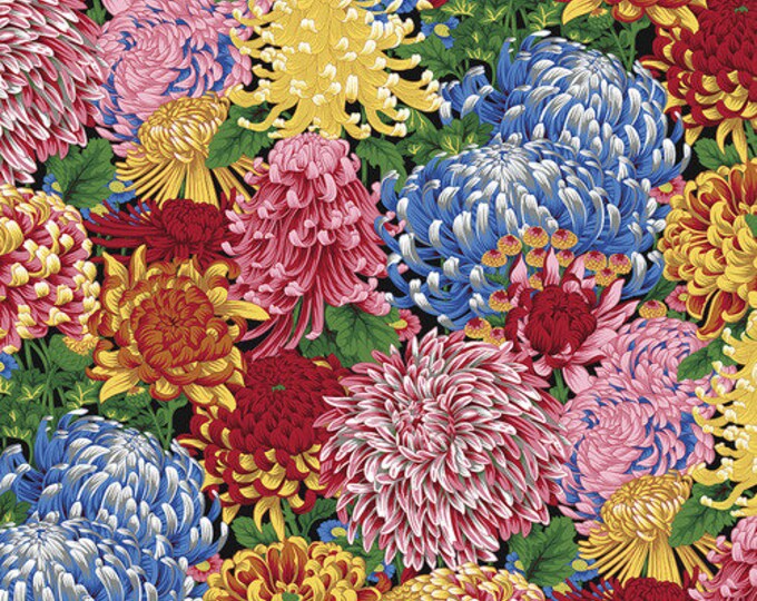 Kaffe Fassett Collective August 2021 -- Fat Quarter of Philip Jacobs Hokusai's Mums in Natural