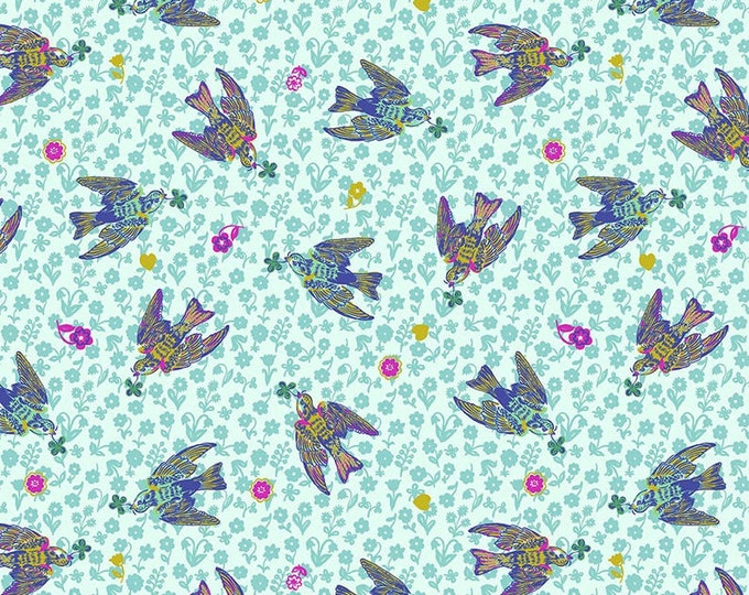 Woodland Walk by Nathalie Lete for Anna Maria Horner Conservatory - Fat Quarter of The Swallows in Azure