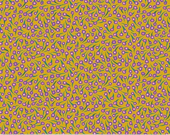 Atlantis by Sally Kelly for Windham Fabrics - Fat Quarter of 53341-7 Coral Flower in Mustard