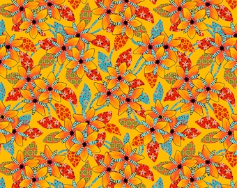 Tropicalism by Odile Bailloeul for Free Spirit Fabrics - Fat quarter of Small Caribes in Yellow