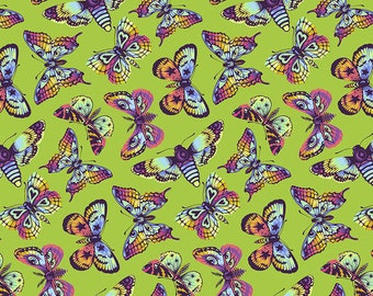 Fat Quarter Butterfly Kisses in Avocado - Tula Pink's Daydreamer for Free Spirit Fabrics