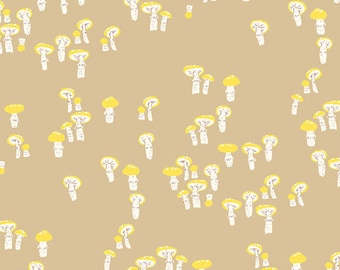 Far Far Away 3 by Heather Ross -- Fat quarter of Mushrooms in Taupe