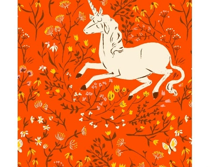 Heather Ross 20th Anniversary Collection for Windham Fabrics - Fat Quarter of Unicorn in Orange