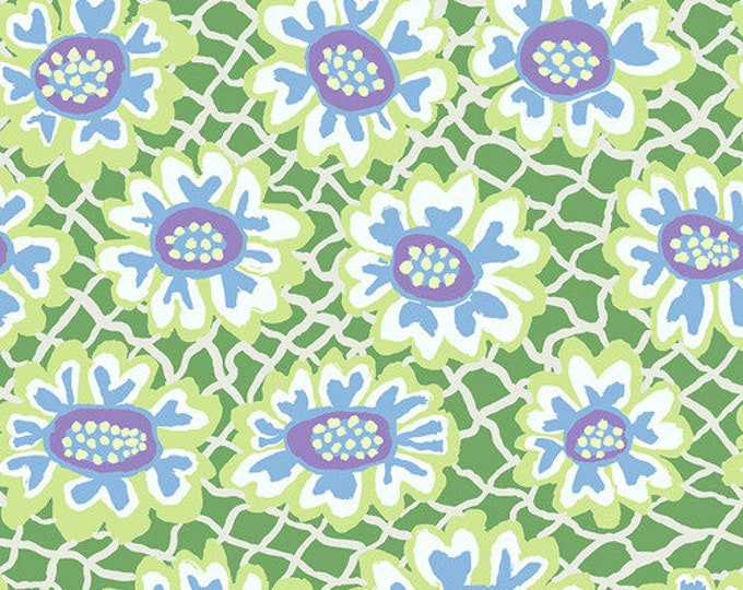 Kaffe Fassett Collective August 2021 -- Fat Quarter of Brandon Mably Flower Net in Green