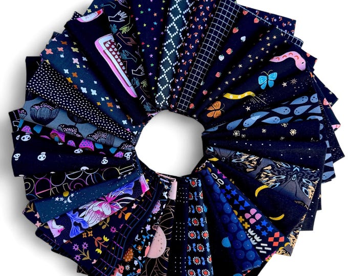 Fat 16th of various Ruby Star Fabrics as shown in photo (32 in total) - Mixed Blacks