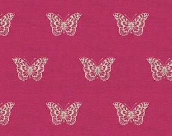 Botanica by Makower for Andover Fabrics - Butterfly in Pink - Fat Quarter