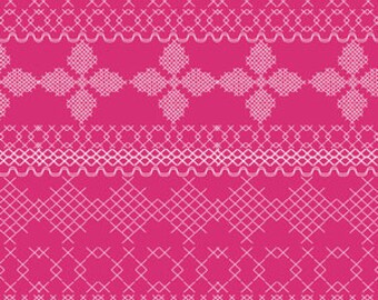 Wild Bloom by Bari J. Ackerman for Art Gallery Fabrics - Cross and Stitch in Raspberry - Fat Quarter