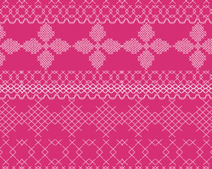 Wild Bloom by Bari J. Ackerman for Art Gallery Fabrics - Cross and Stitch in Raspberry - Fat Quarter