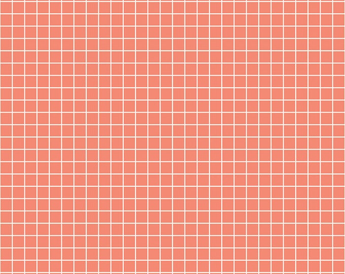 Grid -- Ruby Star Society Fabric, RS3005-36 Grid in Papaya by Kimberly Kight -- Fat Quarter