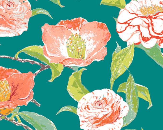 Floralish by Katarina Roccella for Art Gallery Fabrics -  Camellia in Evergreen - Fat Quarter