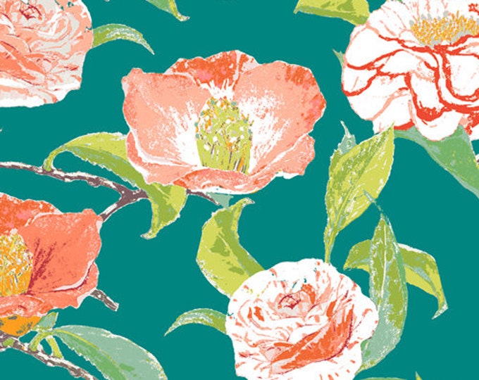 Floralish by Katarina Roccella for Art Gallery Fabrics -  Camellia in Evergreen - Fat Quarter