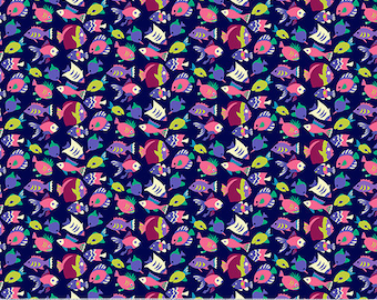 Atlantis by Sally Kelly for Windham Fabrics - Fat Quarter of 53342-9 Shoal in Midnight