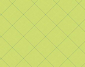 Fabrics From the Attic by Guicy Guice for Andover Fabrics - Fat Quarter of Gridlock in Celery