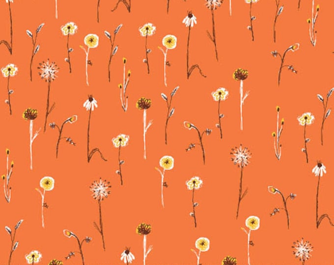 Far Far Away 3 by Heather Ross -- Fat quarter of Wildflowers in Burnt Orange
