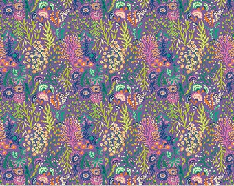 Atlantis by Sally Kelly for Windham Fabrics - Fat Quarter of 53338-2 Seaweed in Amethyst