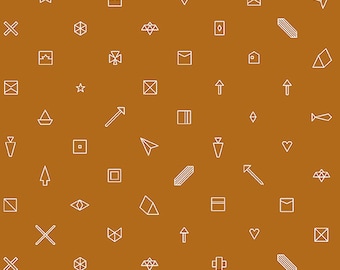 Hopscotch Century Prints by Alison Glass for Andover Fabrics - Stitched in Paprika - Fat Quarter of Trinkets in Ginger