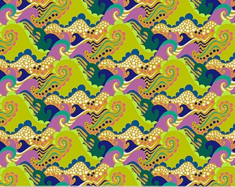 Atlantis by Sally Kelly for Windham Fabrics - Fat Quarter of 53337-5 Sea Spray in Chartreuse