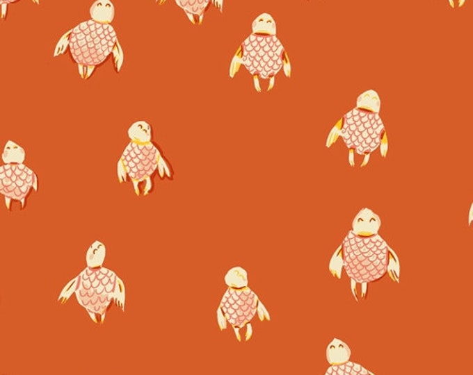 Malibu by Heather Ross -- Fat quarter of Sea Turtles in Orange - 52150-15