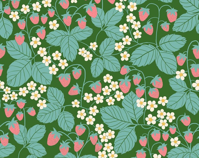 Reimagined Landscapes-- (RS6054 15) Strawberry Field in Endpaper Green by Jen Hewett