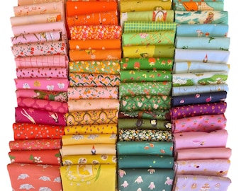Fat 16th of various Heather Ross fabrics as shown in photo (64 in total) - Rainbow