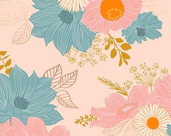 Elixir by Melody Miller for Ruby Star Society -- Fat Quarter of Salon Floral in Peach Cream