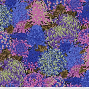 Kaffe Fassett Collective August 2021 -- Fat Quarter of Philip Jacobs Hokusai&#39;s Mums in Cool