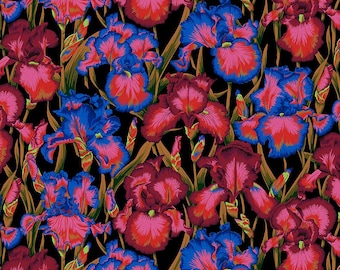 Kaffe Fassett Collective August 2020 -- Fat Quarter of Philip Jacobs Bearded Iris in Dark
