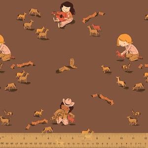 Far Far Away 3 by Heather Ross -- Fat quarter of Play Horses in Cocoa
