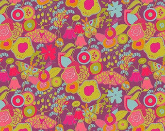 Half Metre Adorn Lawn by Alison Glass - Miniature Garden in Eggplant