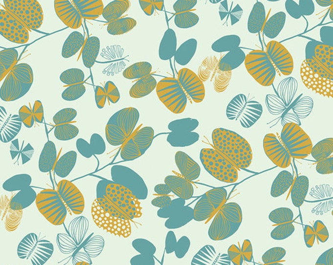 After the Rain by Bookhou for Anna Maria Horner Conservatory Chapter 3 with Free Spirit Fabrics- Fat Quarter of Butterfly Leaves in Cerulean