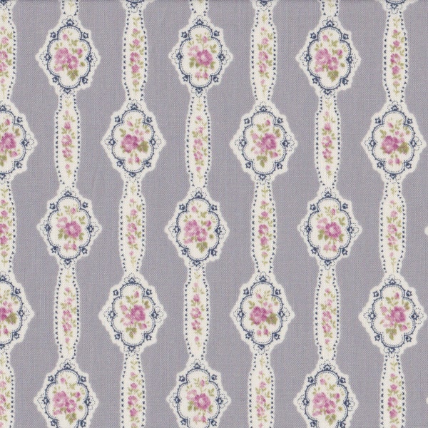 Fat quarter en coton japonais par Yuwa - Guirlandes florales en gris