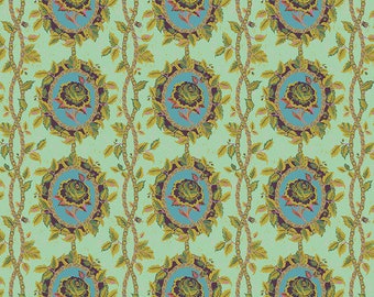 New Vintage by Kathy Doughty for Free Spirit Fabrics - Fat quarter of Charmed in Jade